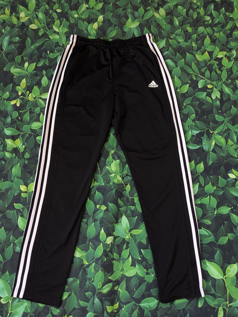 Men's Adidas Black Tracksuit Sweatpants with White Stripes